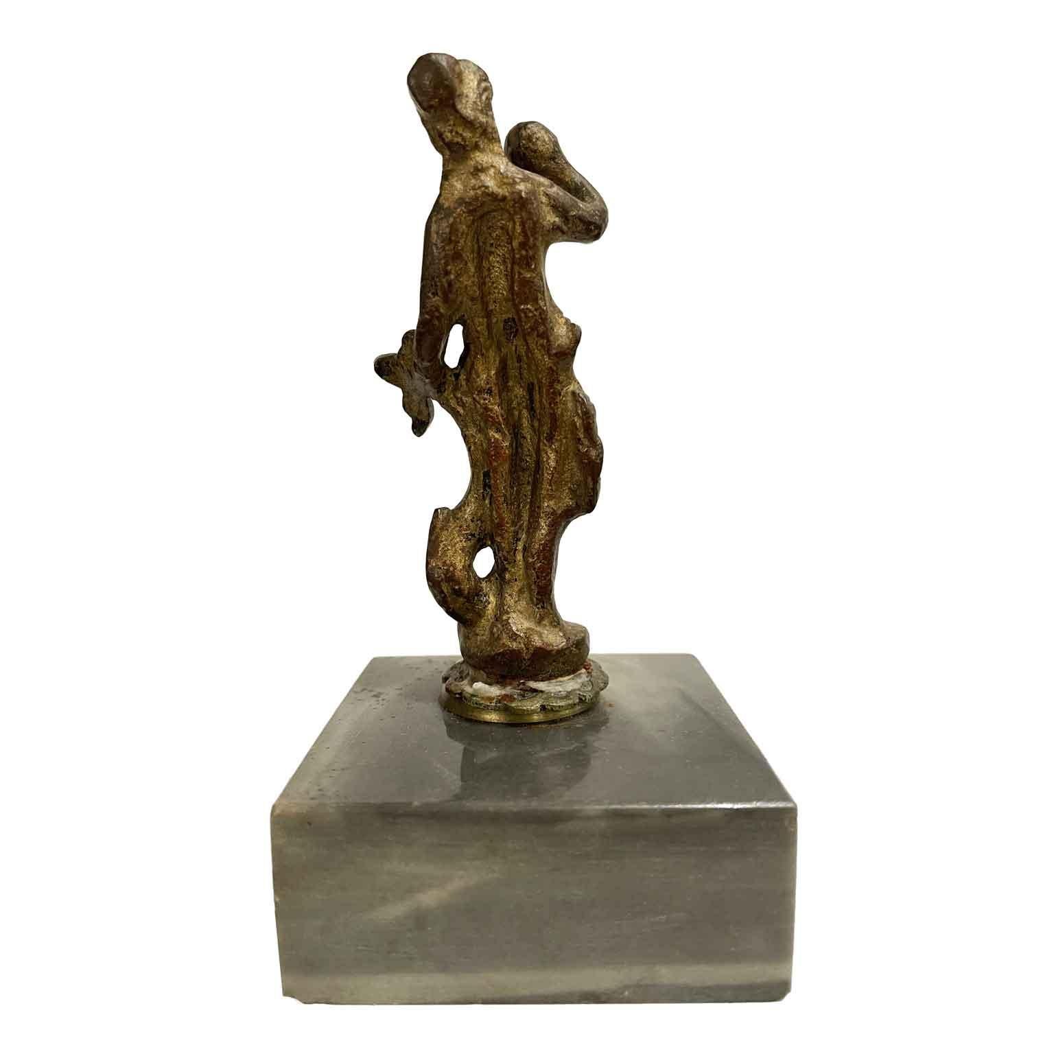 18th Century and Earlier Venus With Dolphin 1600 Italian Bronze Sculpture On Gray Marble Base For Sale