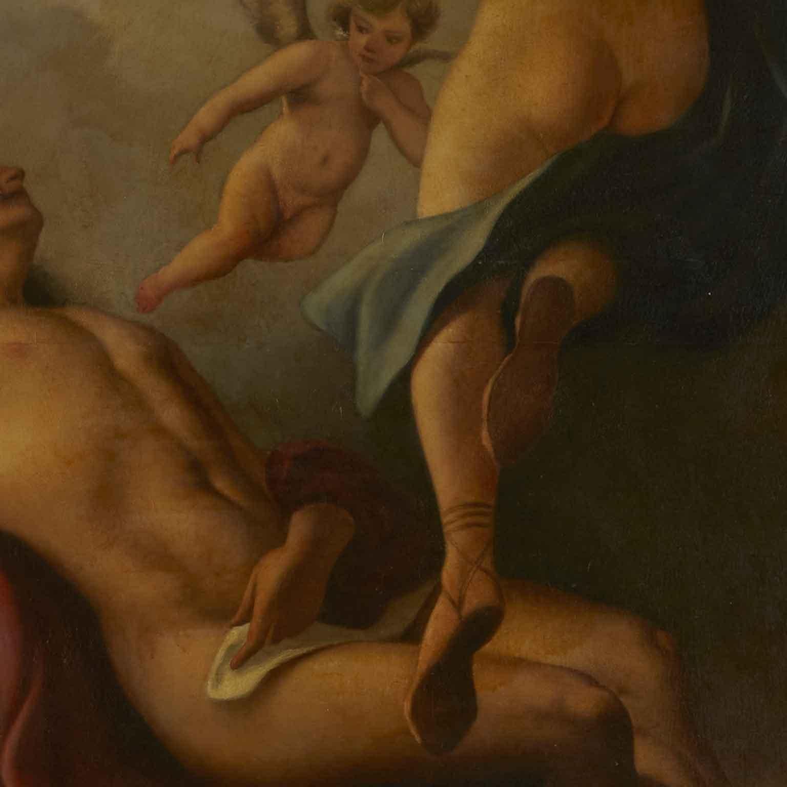 20th Century Cupido e Psiche Grande Dipinto Mitologico Italiano di Armando Marasso 1950 circa