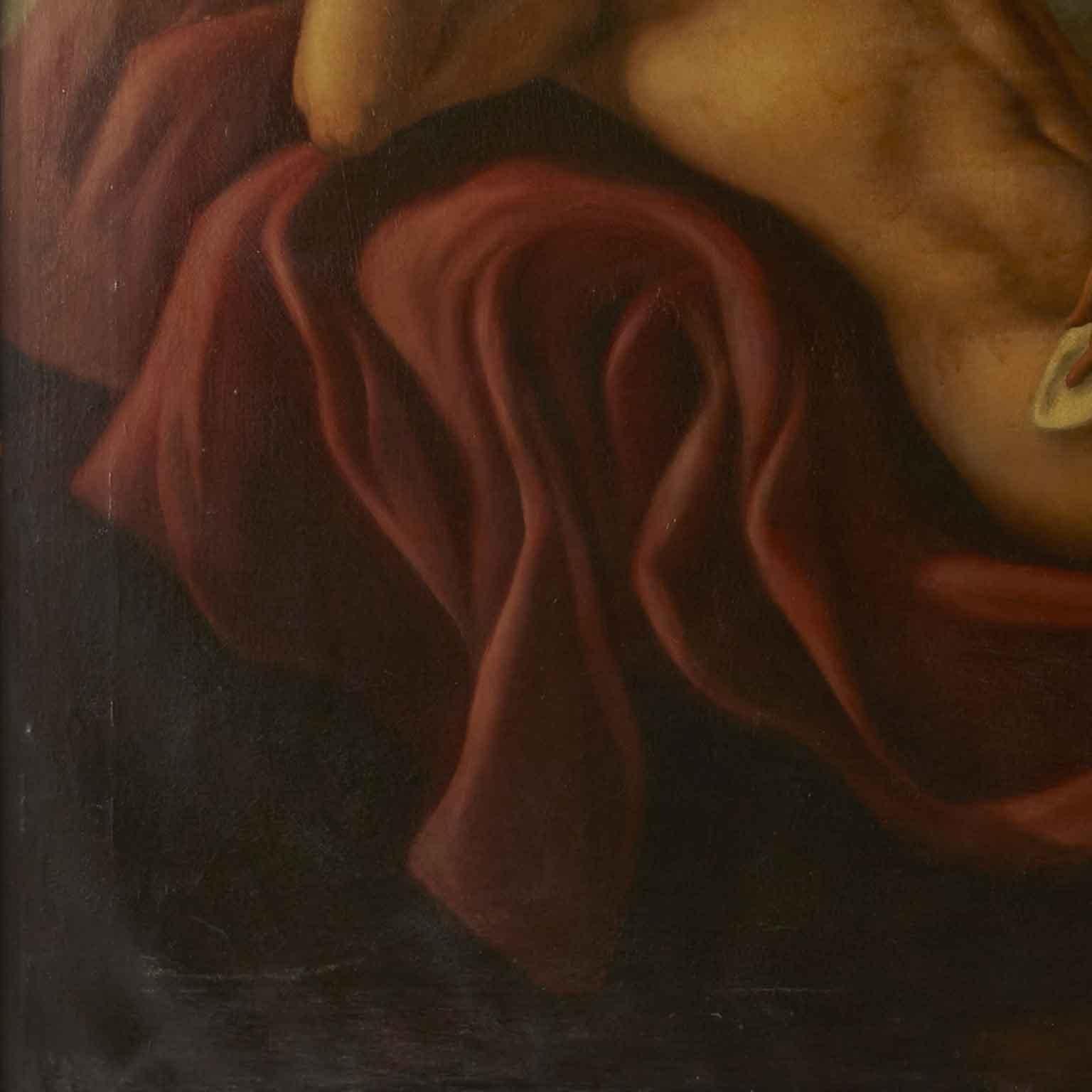 Tela Cupido e Psiche Grande Dipinto Mitologico Italiano di Armando Marasso 1950 circa