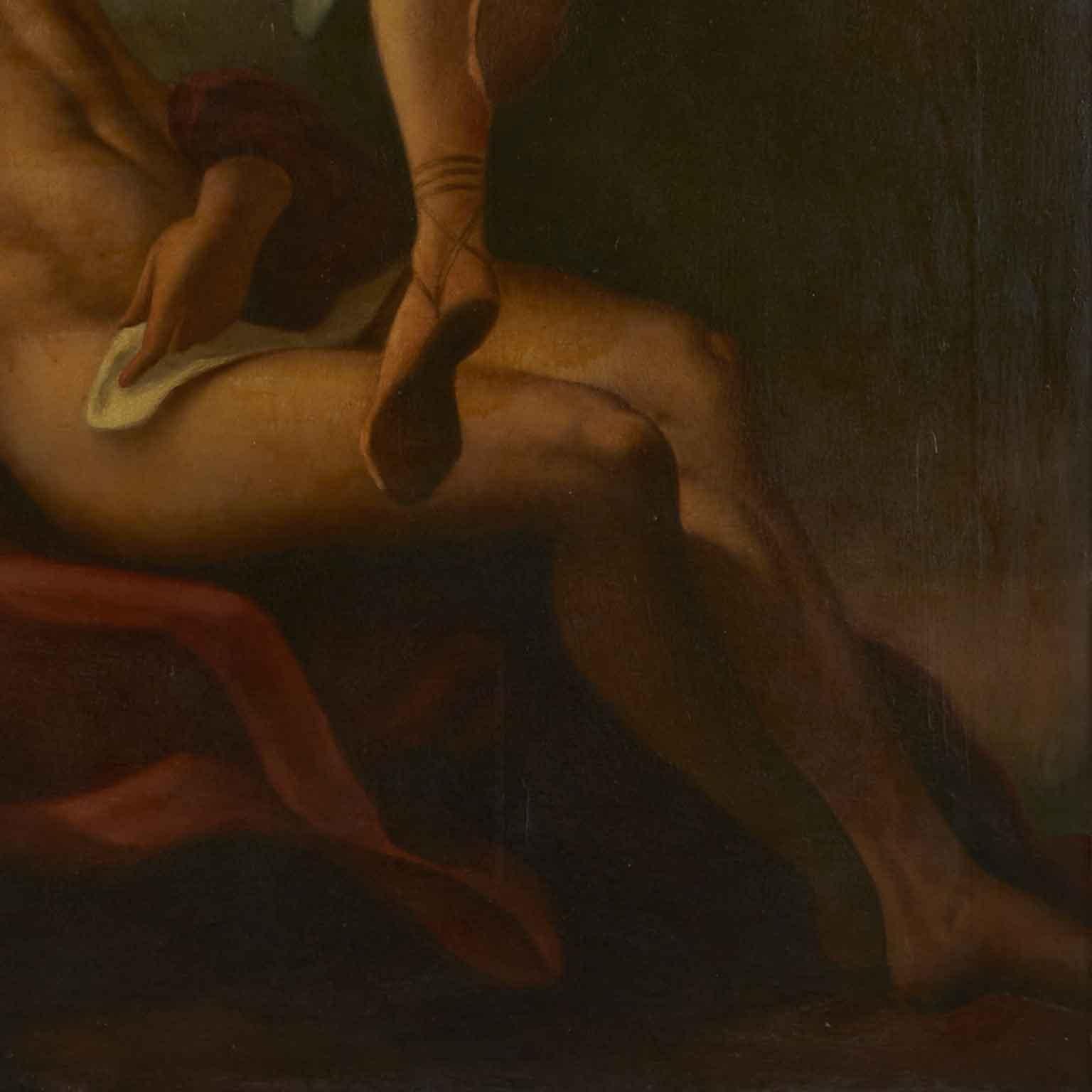 Cupido e Psiche Grande Dipinto Mitologico Italiano di Armando Marasso 1950 circa 1