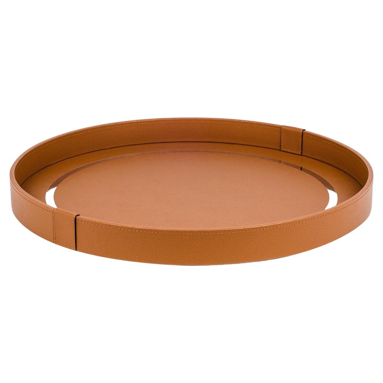 Grand plateau rond orange en placage