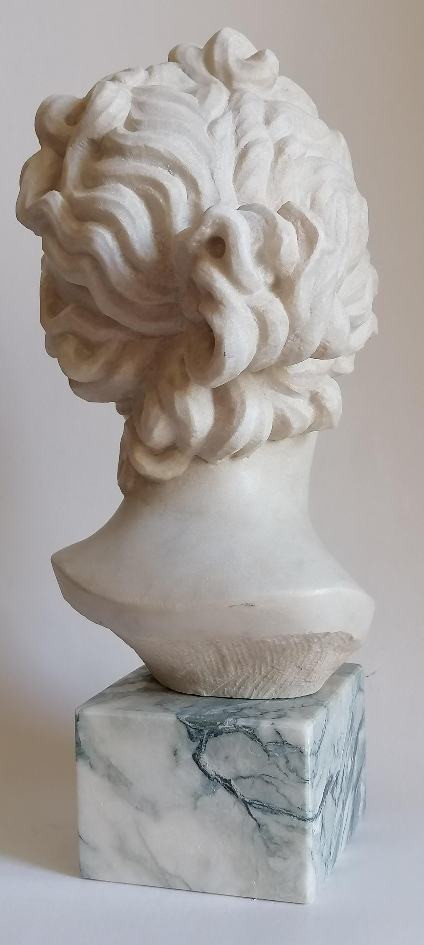 Hand-Crafted Venere Medici -testa scolpita su marmo bianco di Carrara -made in Italy For Sale