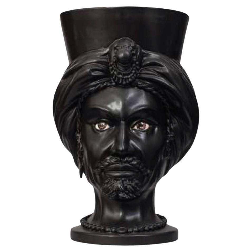 Venere V11, Man's Moorish Head, Handmade in Sicily, 2021, Black/White