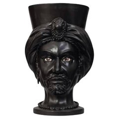 Venere V11, Man's Moorish Head, Handmade in Sicily, 2021, Black/White