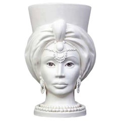 Venere V11, Woman's Moorish Head, Handmade in Sicily, 2021, Black/White