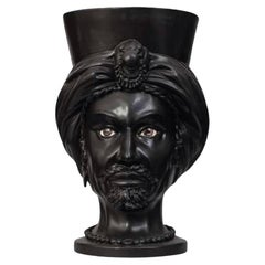 Venere V12, Man's Moorish Head, Handmade in Sicily, 2021, Black/White, Size L