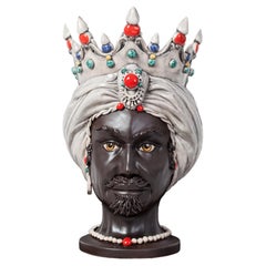 Venere V15, Man's Moorish Head, Handmade in Sicily, 2021, Hand Painted, Size L