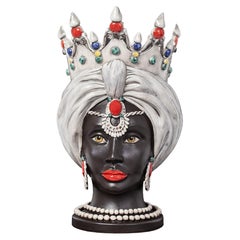Venere V15, Woman's Moorish Head, Handmade in Sicily, 2021, Hand Painted, Size L