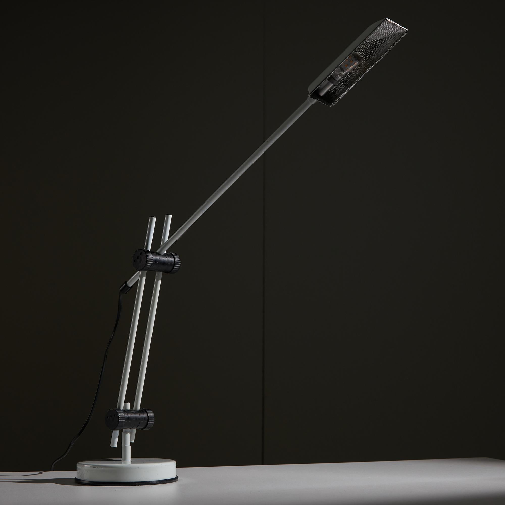 Mid-Century Modern Veneta Lumi White Desk Lamp with Black Parts, 1980s