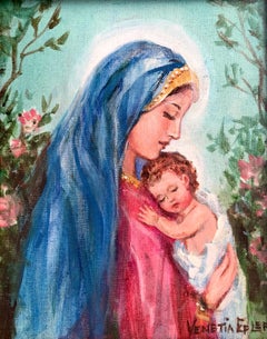 Madonna and Child IV; Venetia Epler (American 1926 - 2005); oil on canvas-board;