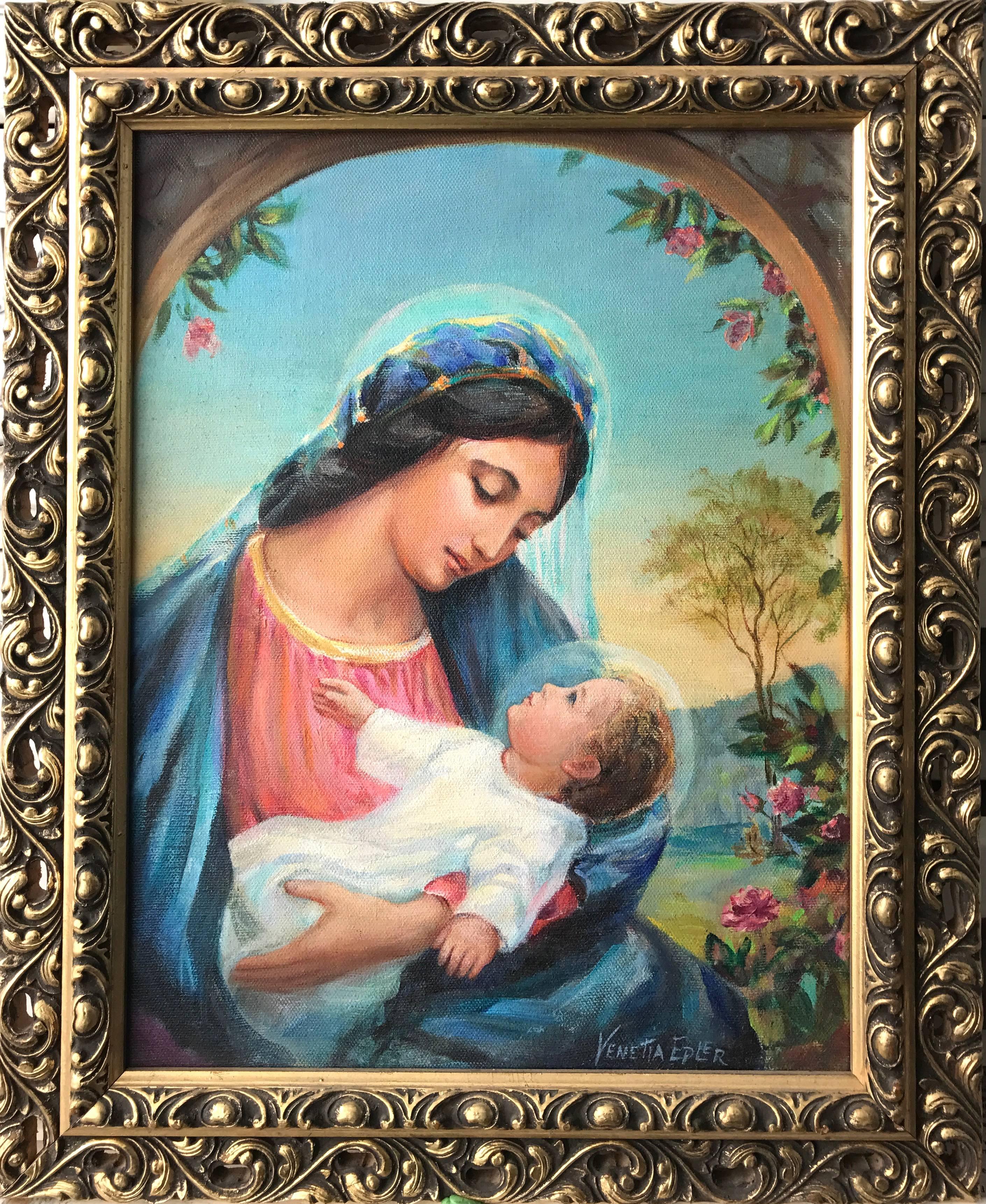 Madonna and Child with Foliage; Venetia Epler (American 1926-2005); oil on canva 1