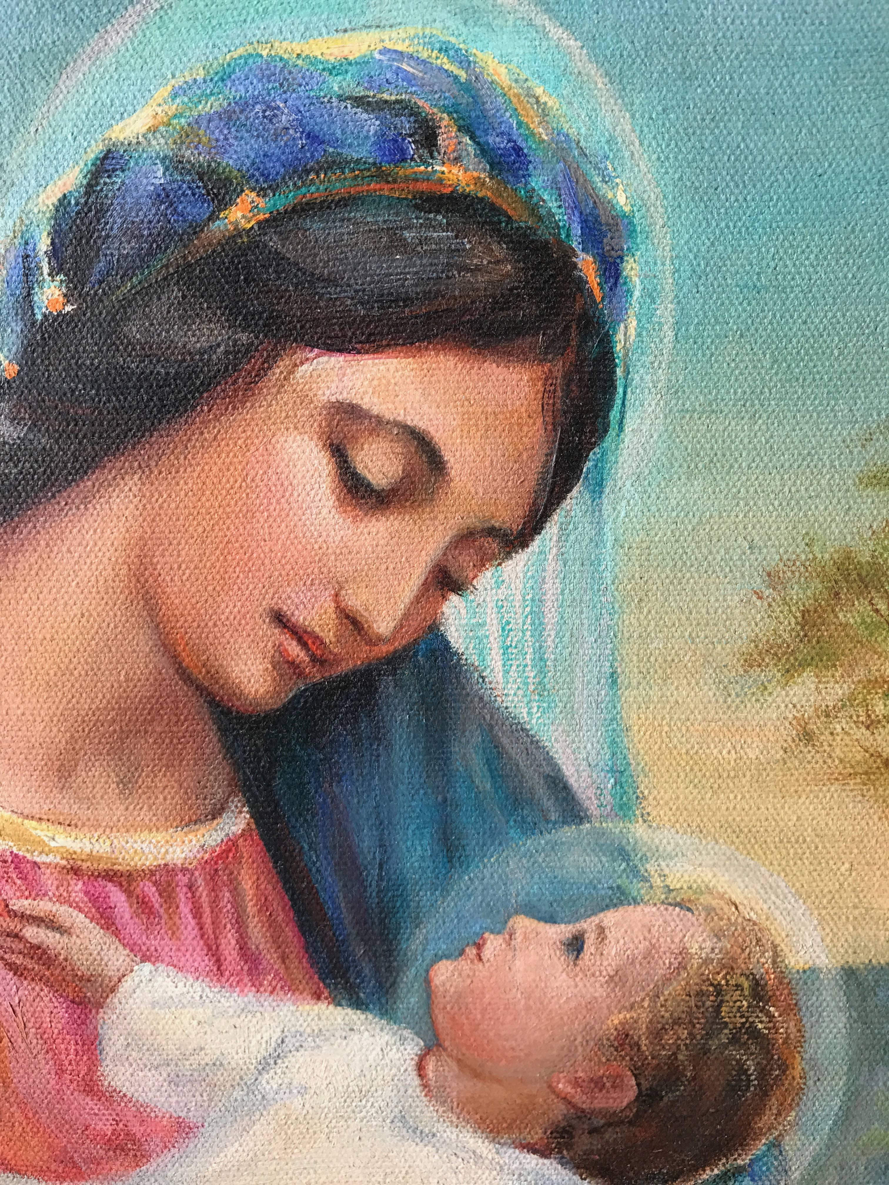 Madonna and Child with Foliage; Venetia Epler (American 1926-2005); oil on canva 2