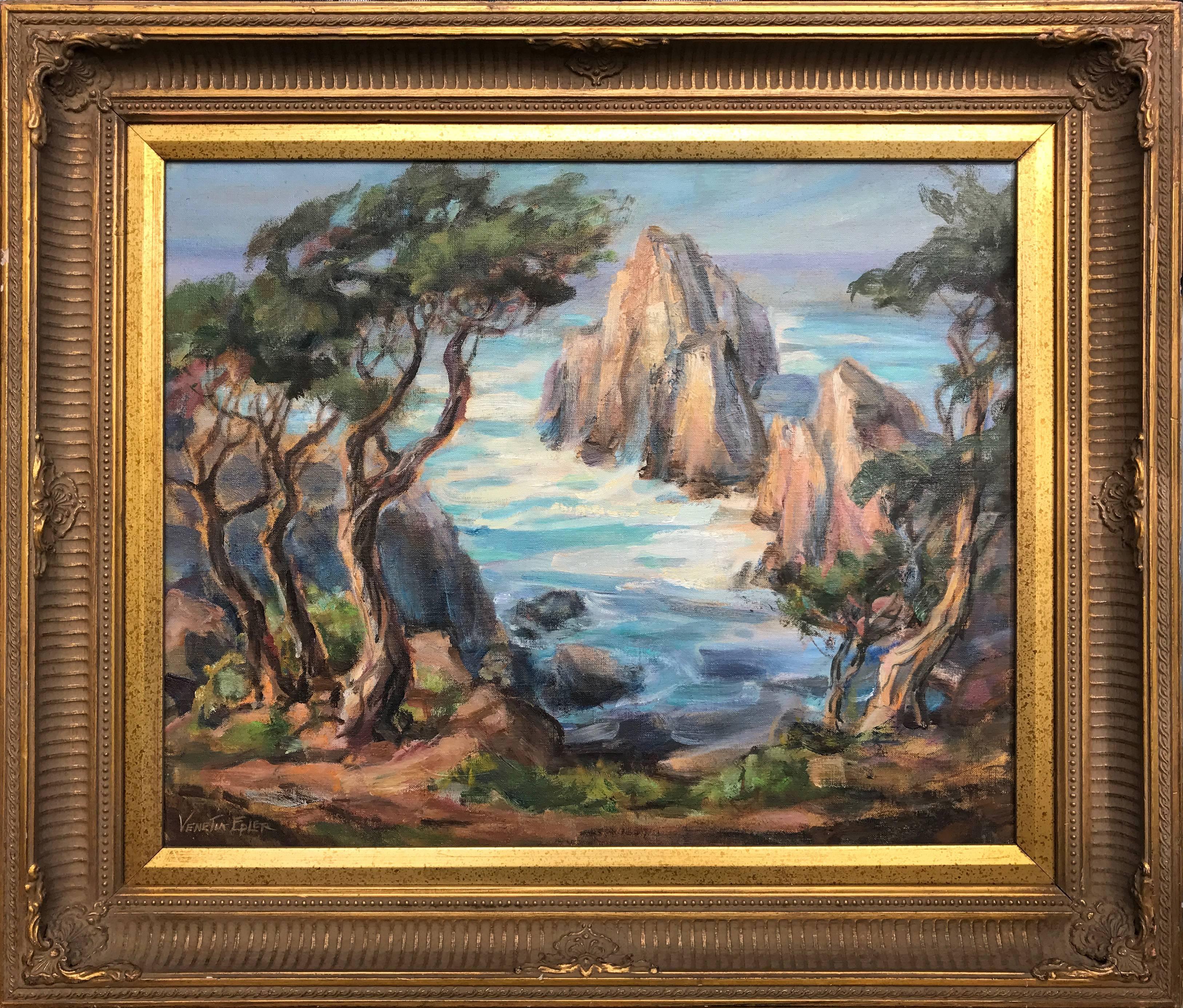Point Lobos II; Venetia Epler (Amerikanisch 1926 - 2005); Öl auf Leinwand im Angebot 1