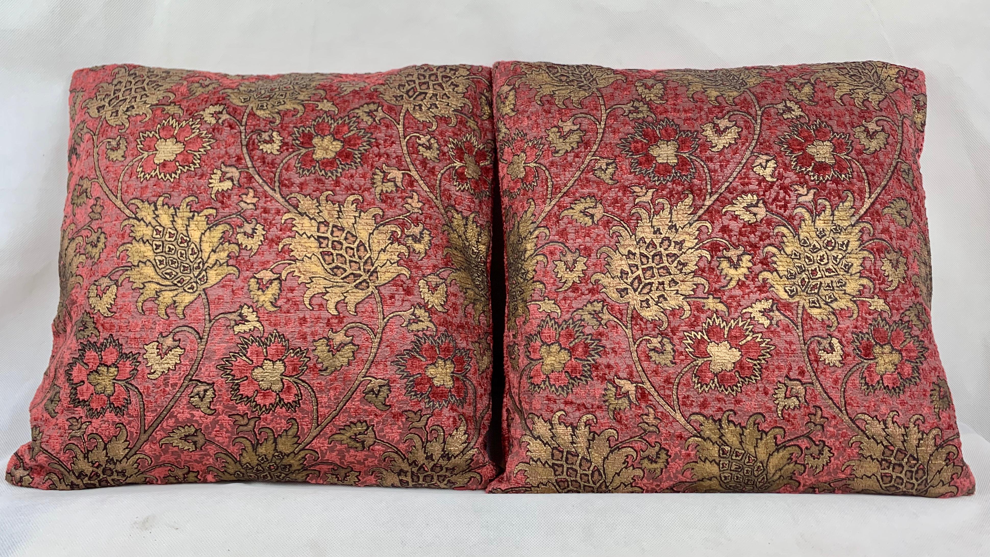 Pair of the Bizarre Pattern Oblong Velvet Cushions by Venetia Studium/Fortuny  2