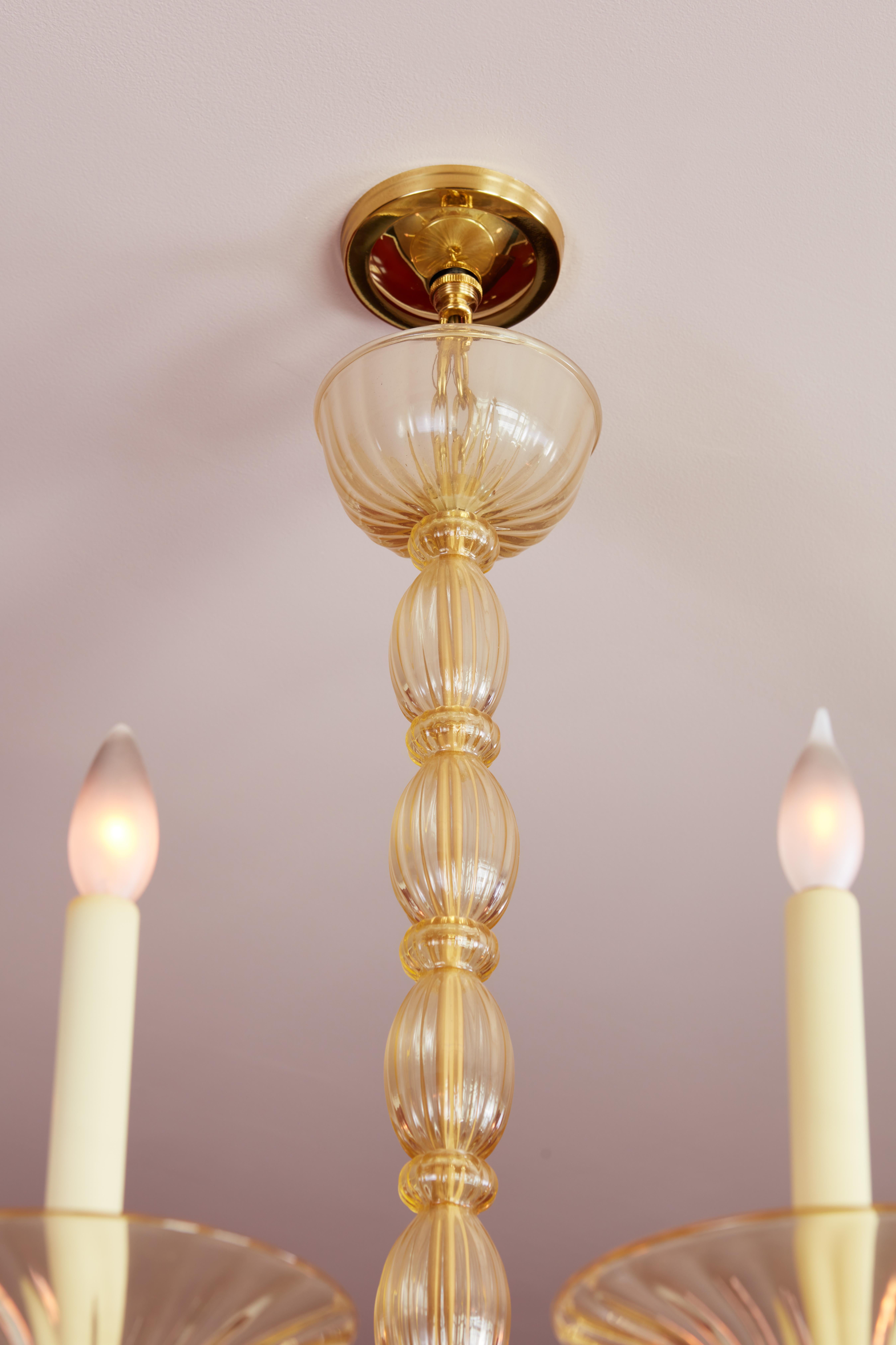 XX secolo Lampadario veneziano a 10 luci color ambra in vendita