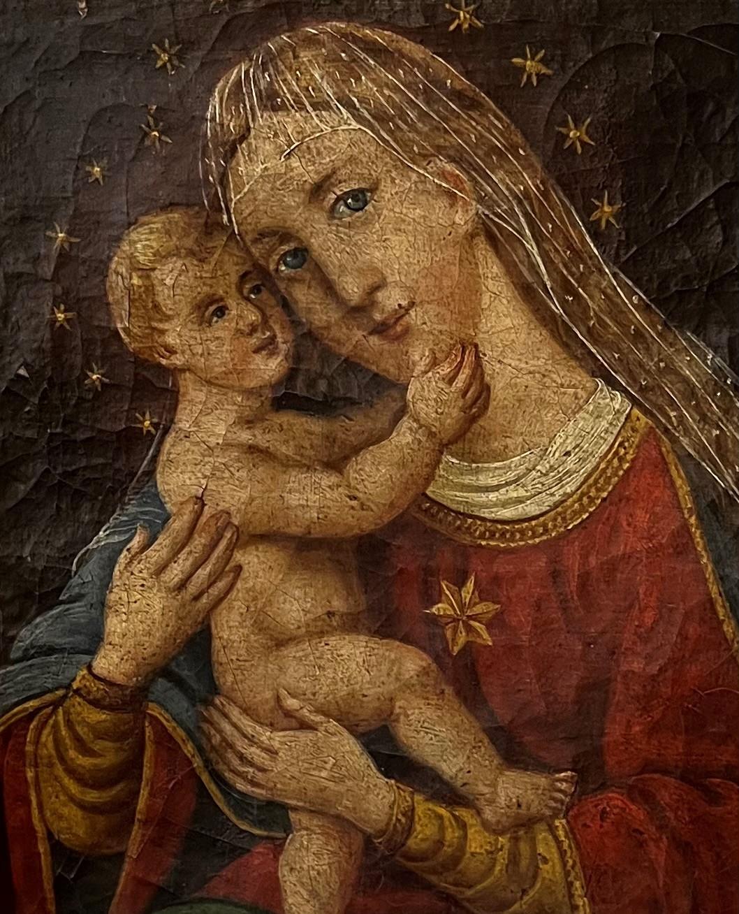 Over the centuries, in period known as Renaissance, more than several painters all over Europe were fascinated by the theme based upon similar subject with Mother and the Child as main figures. 

This stunning Madonna with Child oil on canvas