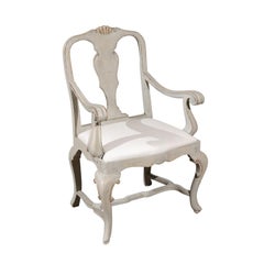 Venetian 1810s Rococo Style Painted Wood Armchair with Parcel-Gilt Accents