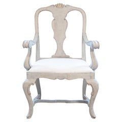 Sillón veneciano de madera pintada estilo rococó de la década de 1810 con detalles dorados