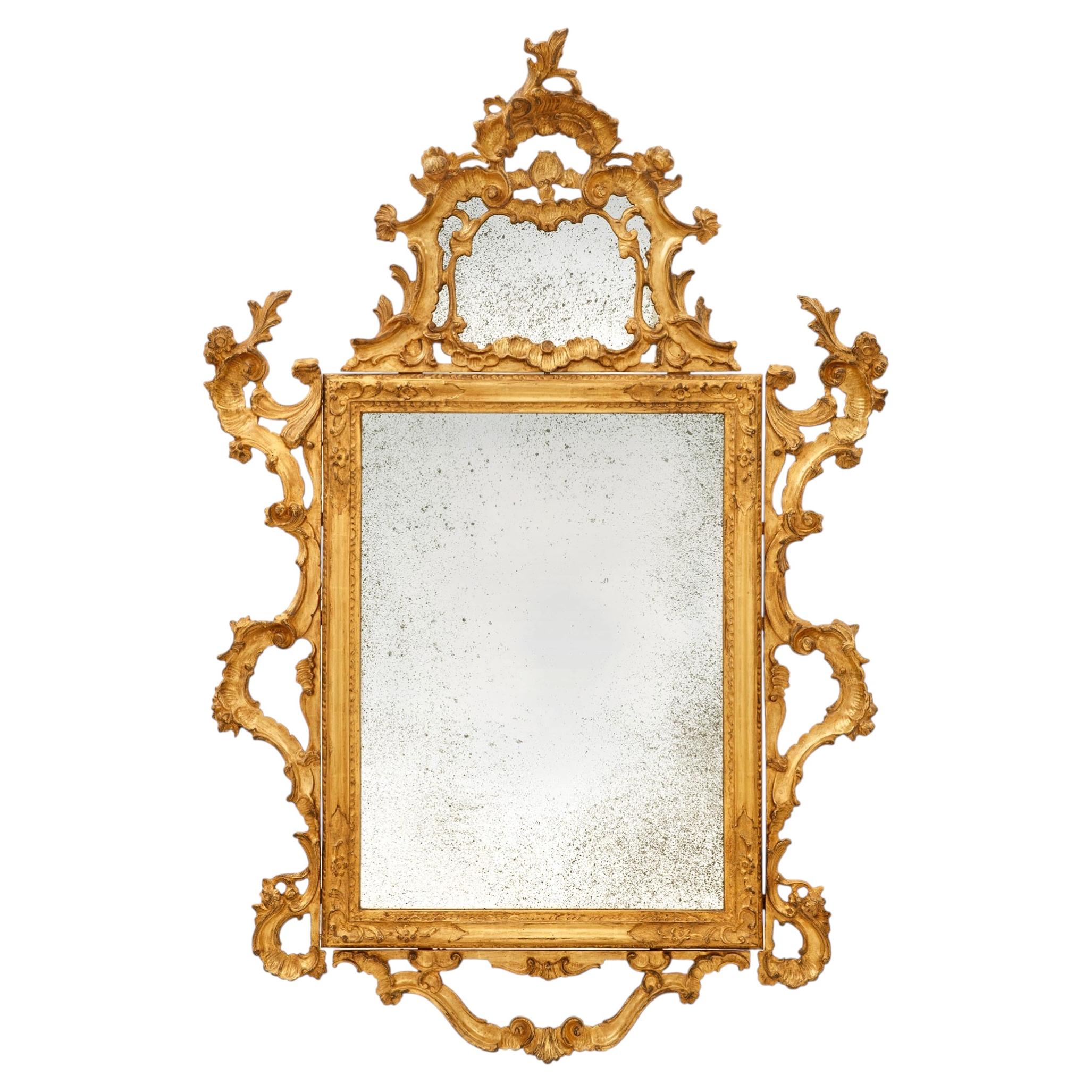 Venetian 18th century Baroque st. Giltwood mirror