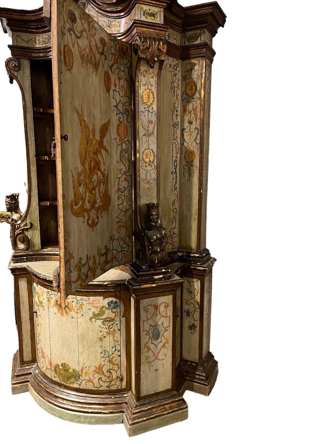 Baroque  Venetian 18th Century  Painted And Giltwood Cabinet  Barbara Walters Estate For Sale