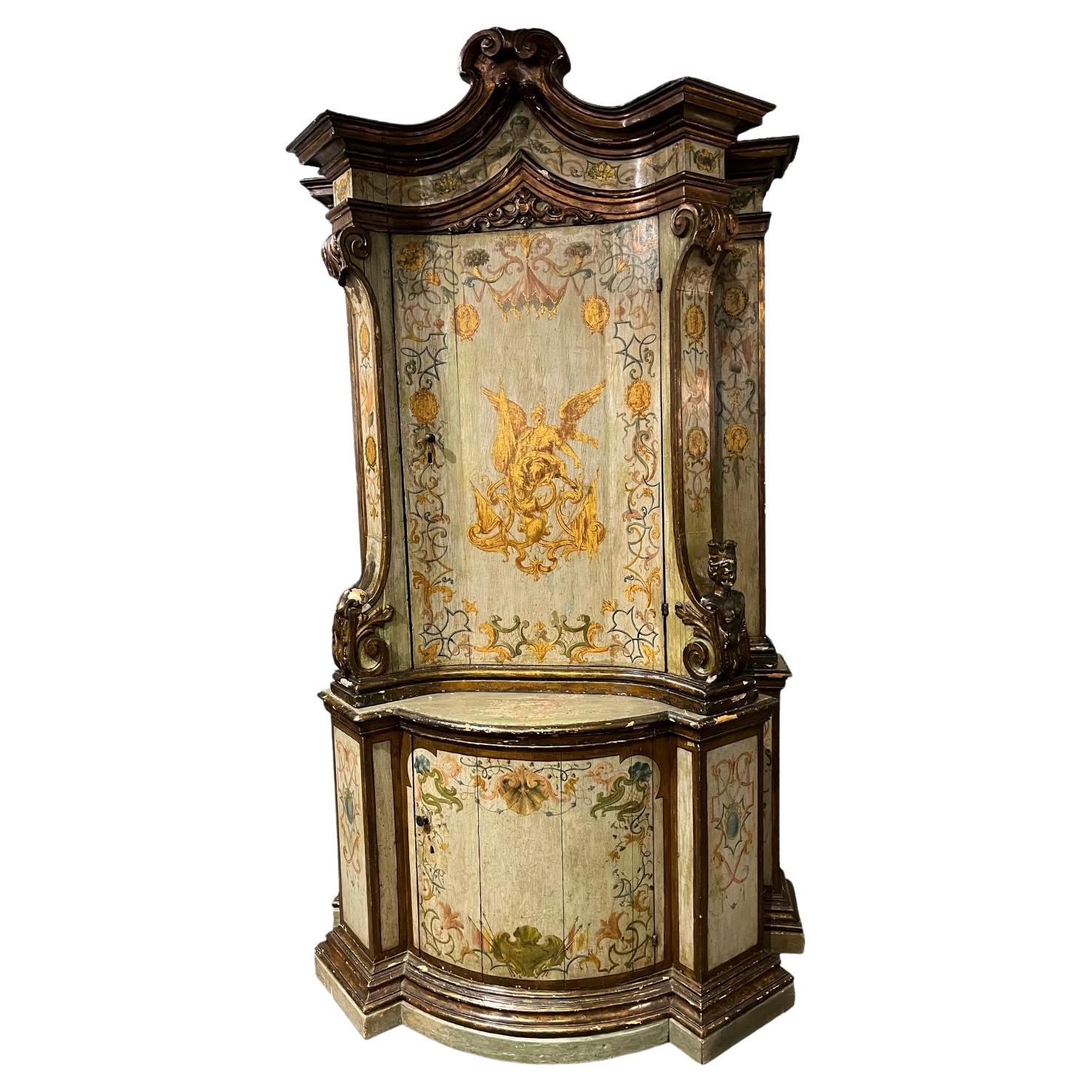  Venetian 18th Century  Painted And Giltwood Cabinet  Barbara Walters Estate For Sale