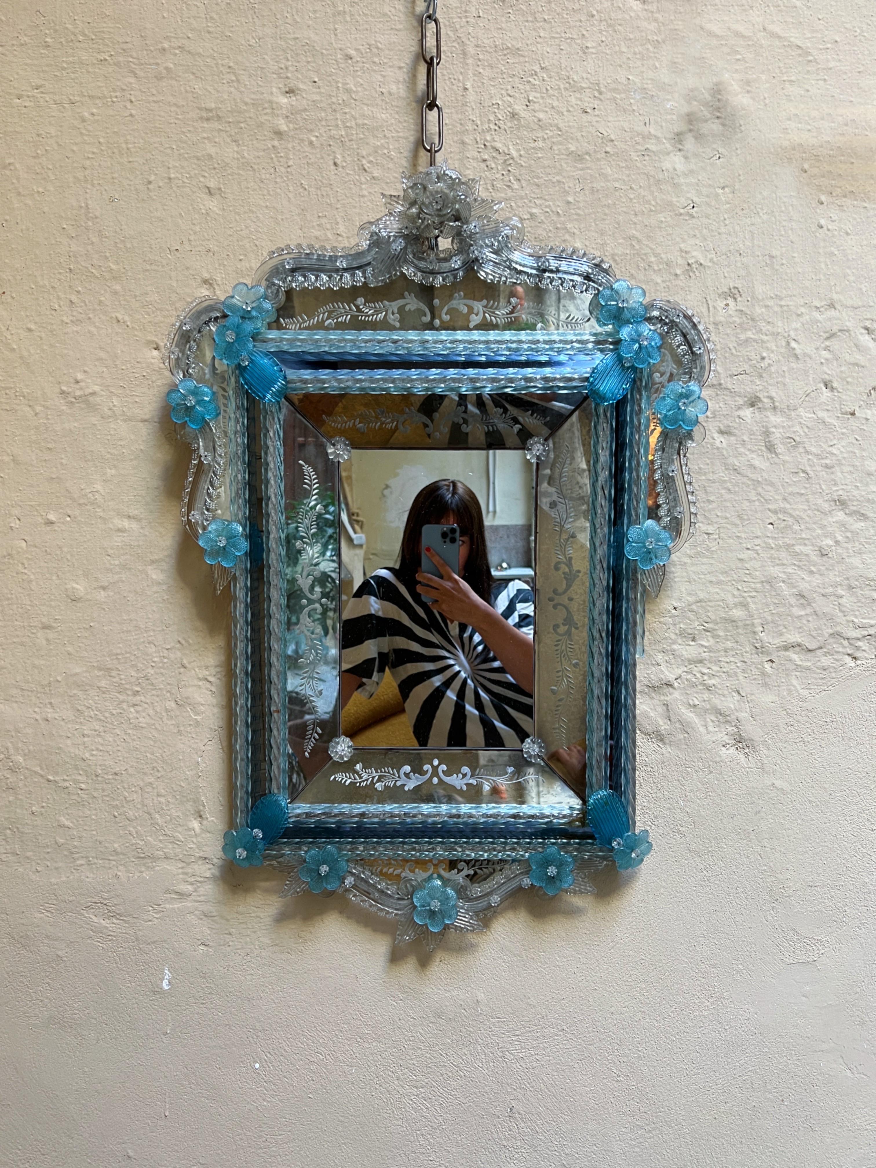 blue antique mirror