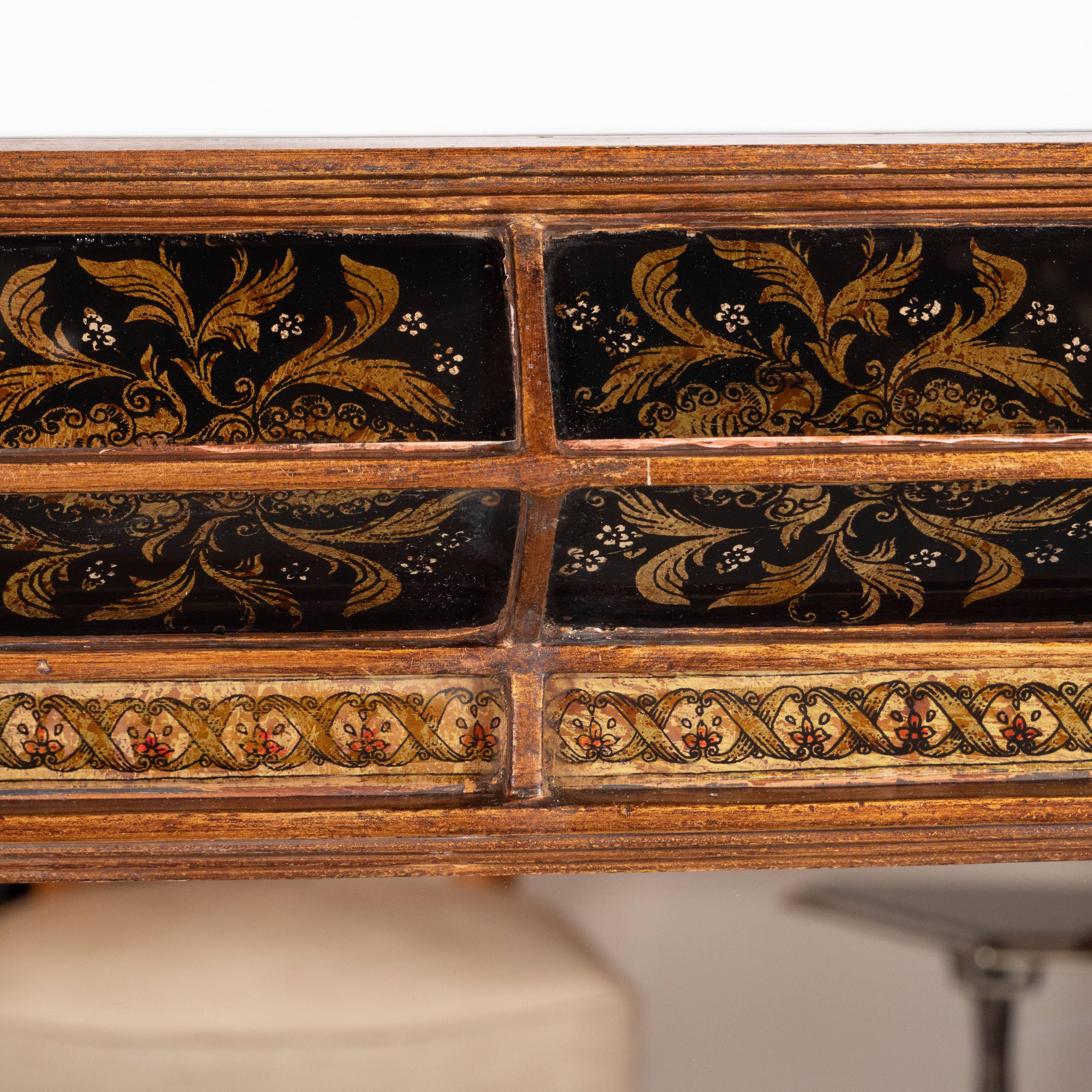 Venetian 1940s Hollywood Shadowbox Mirror with Reverse Églomisé & Gilt Detailing In Excellent Condition In New York, NY