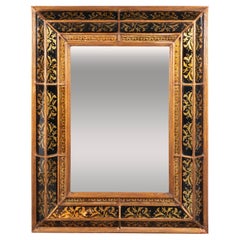 Venetian 1940s Hollywood Shadowbox Mirror with Reverse Églomisé & Gilt Detailing