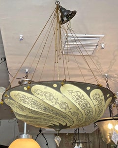Venetian 20th Century Signed Fortuny Silk Chandelier