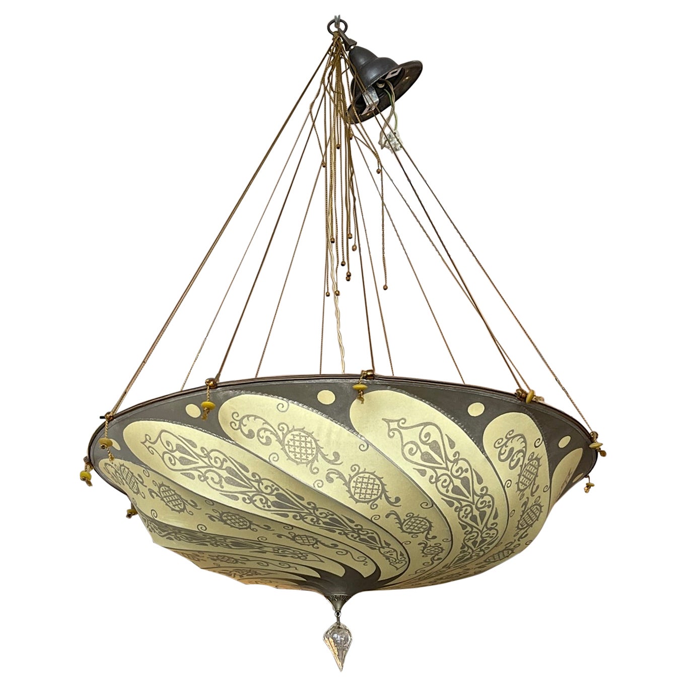 Venetian 20th Century Signed Fortuny Silk Chandelier