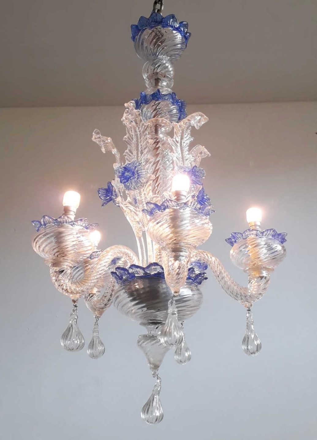 Mid-Century Modern Venetian 5-Light Chandelier For Sale