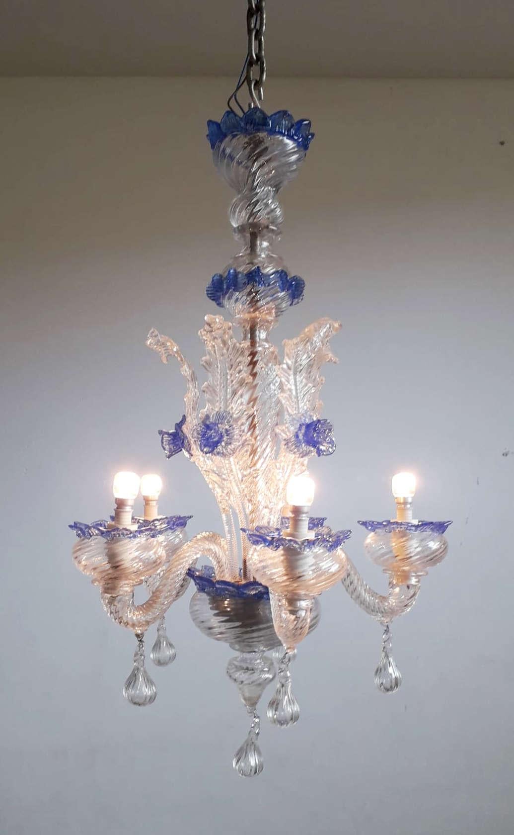 Venezianischer 5-Licht-Kronleuchter (20. Jahrhundert) im Angebot