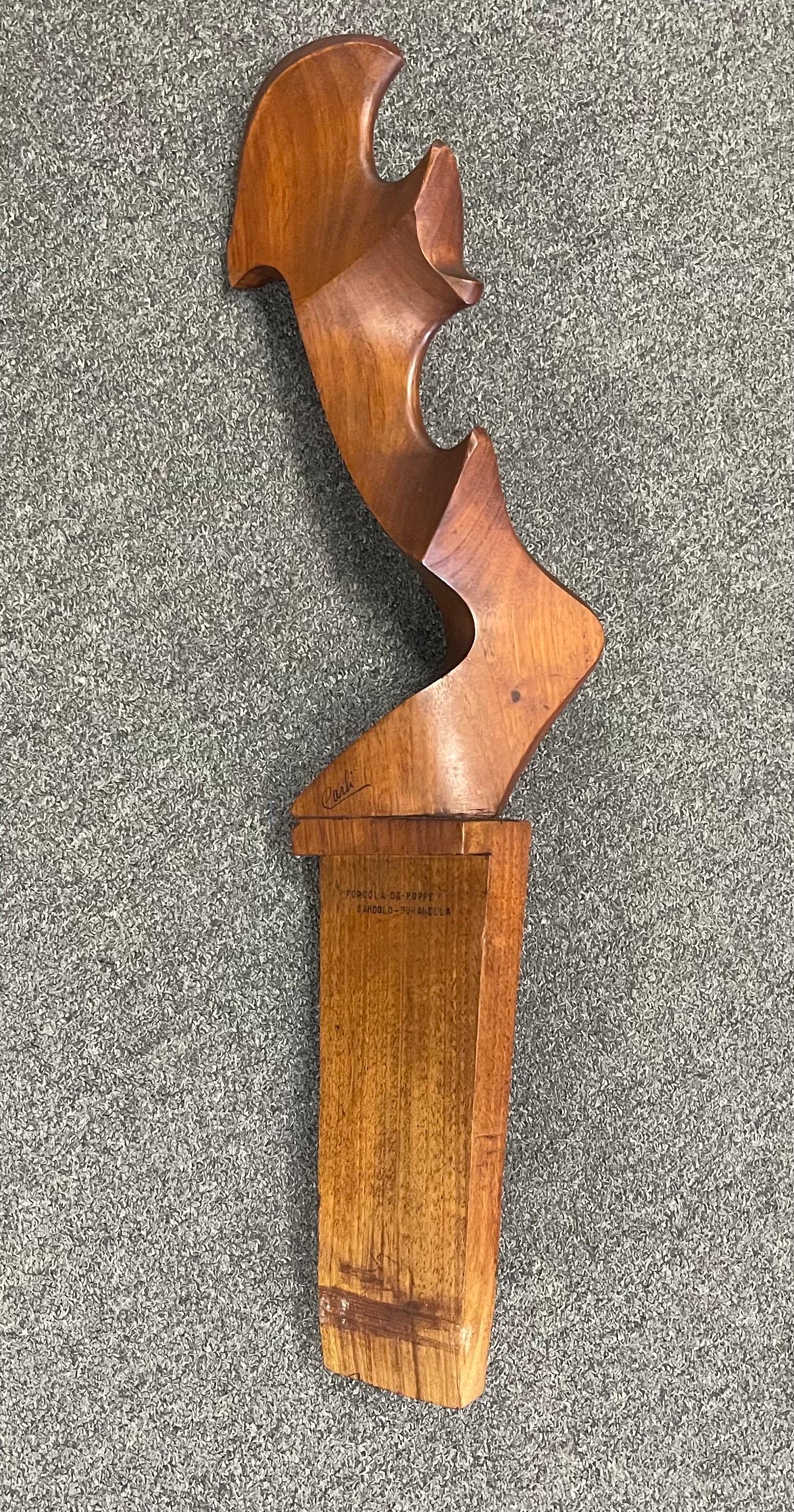 Venetian Abstract Solid Walnut Forcola Sculpture by Giuseppe Carli For Sale 4