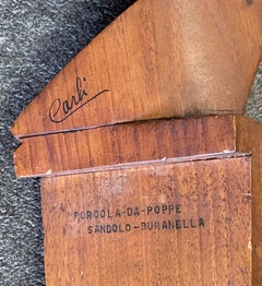 Venetian Abstract Solid Walnut Forcola Sculpture by Giuseppe Carli