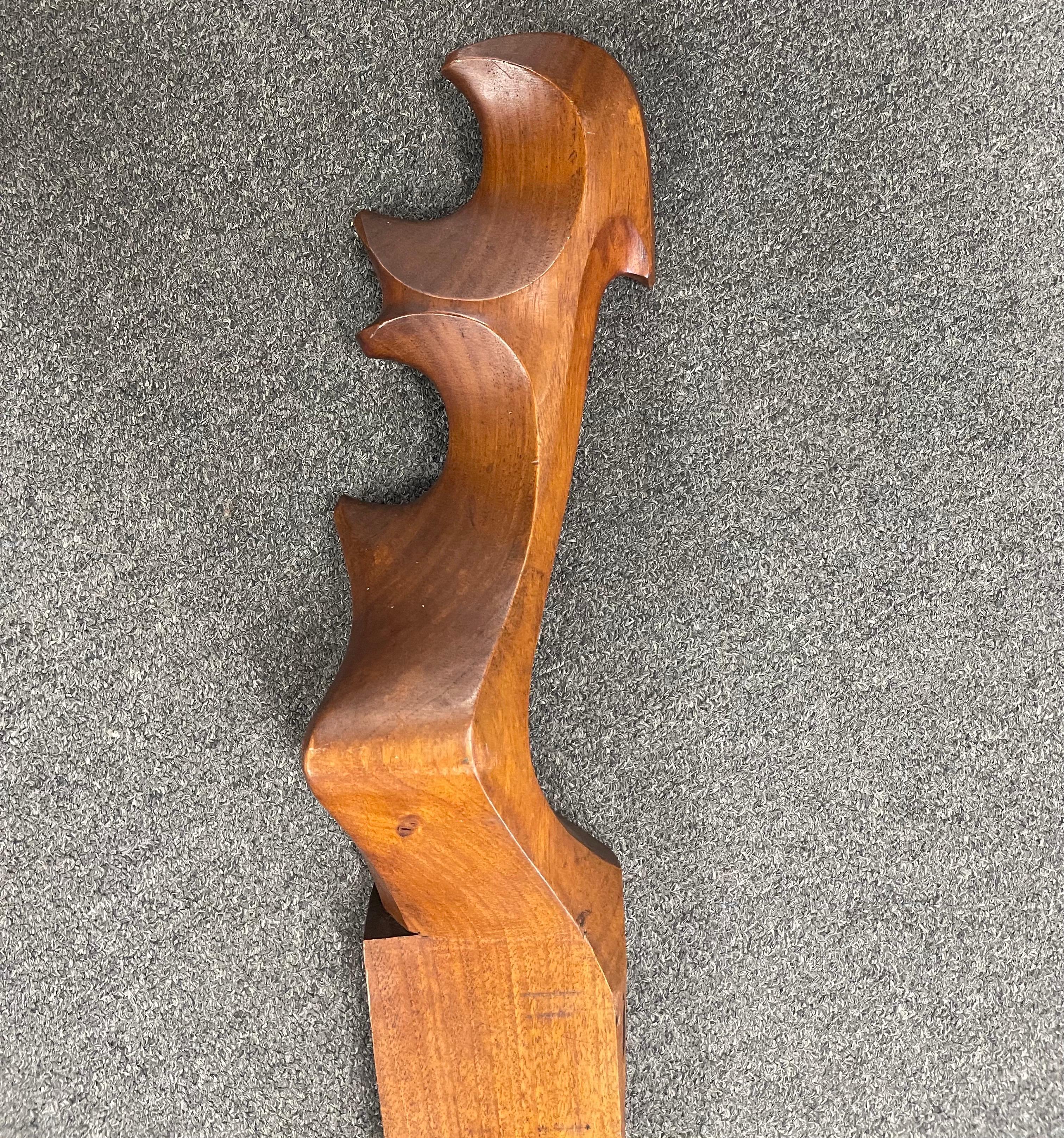 Italian Venetian Abstract Solid Walnut Forcola Sculpture by Giuseppe Carli For Sale