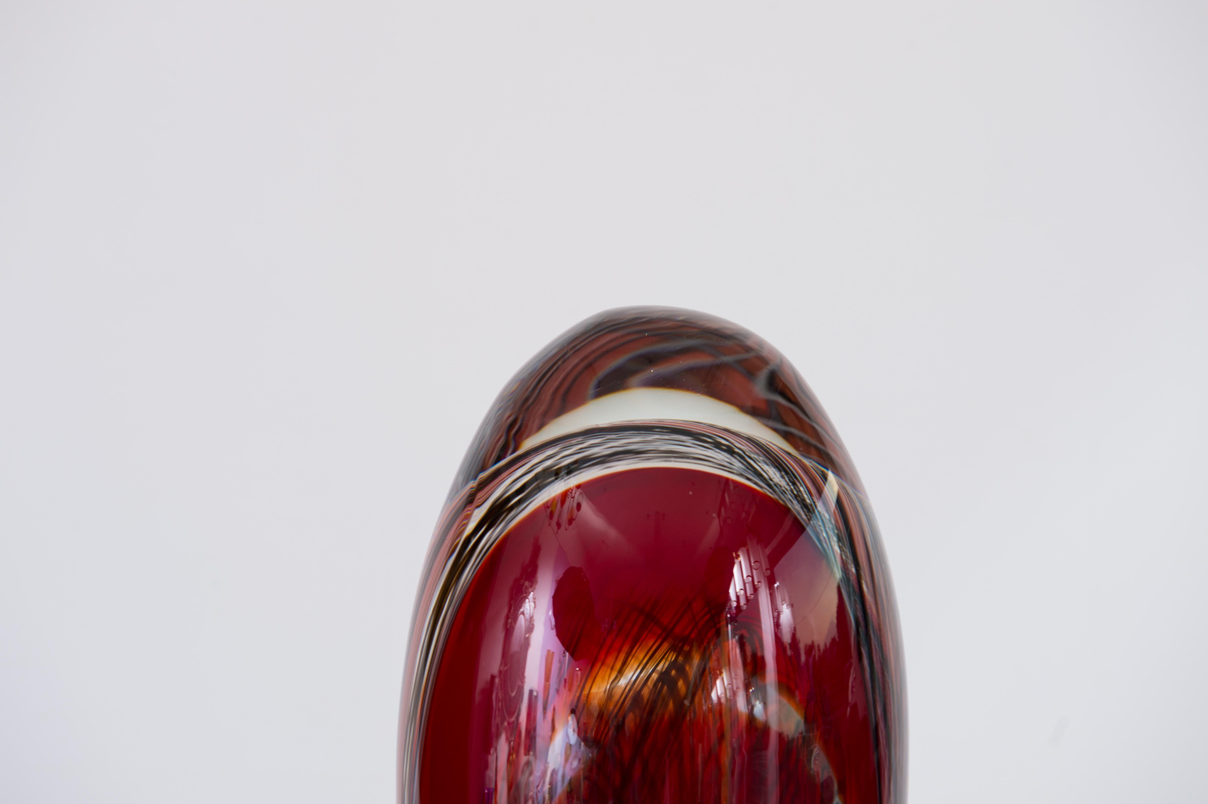 Venetian Abstract Table Lamp in Blown Murano Glass with Filigrees, 1990s For Sale 3