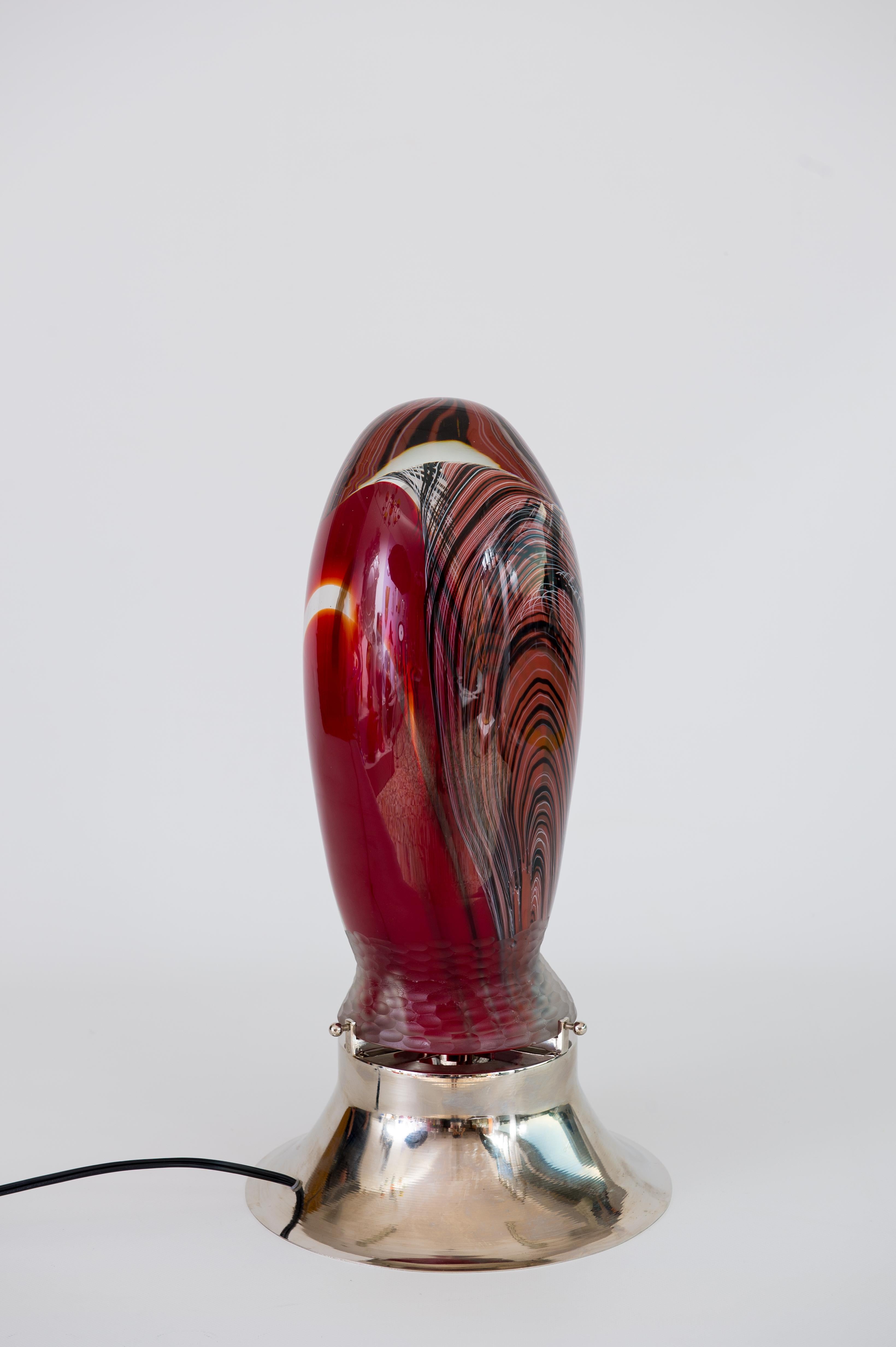 Venetian Abstract Table Lamp in Blown Murano Glass with Filigrees, 1990s For Sale 5