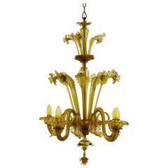 Venetian Amber Colored Glass Chandelier