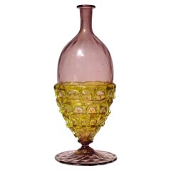 Venetian Antique Amethyst Purple Yellow Gold Flecks Italian Art Glass Vase