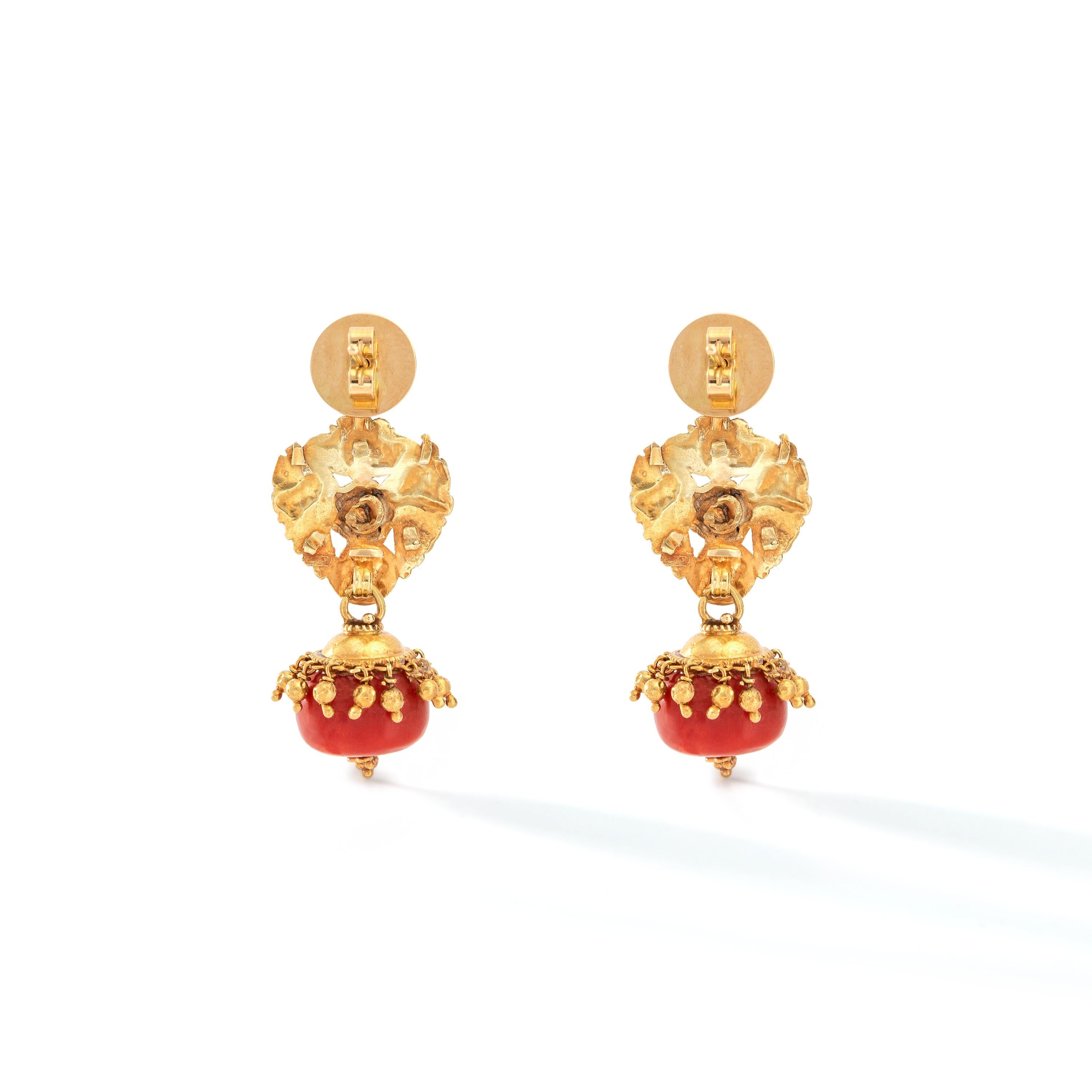 22k gold coral earrings