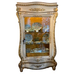 Venetian Antique Display Cabinet/Vitrine, Giltwood and Parcel Cream Paint