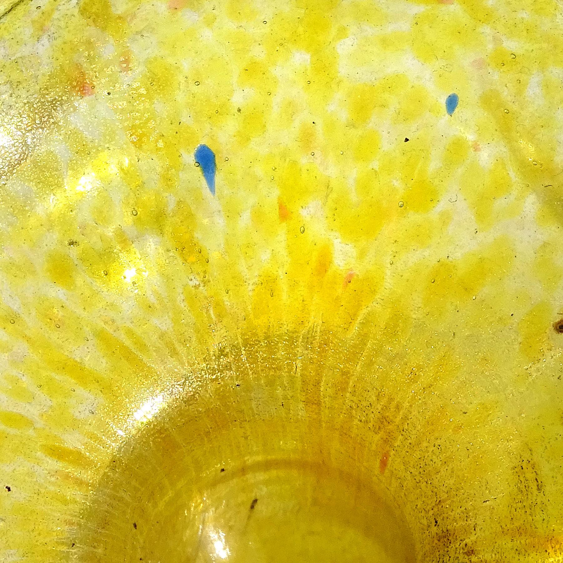 XIXe siècle Verre d'art italien vénitien ancien Murano jaune d'or à mouchetures Dimple Squared Cruet en vente