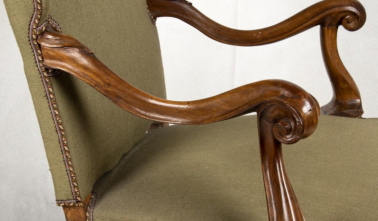 Italian Venetian Armchair, Walnut Wood, 1850s