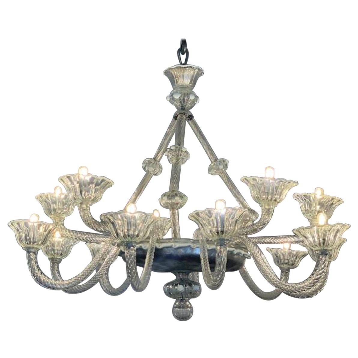 Venetian Art Deco Murano Glass Chandelier