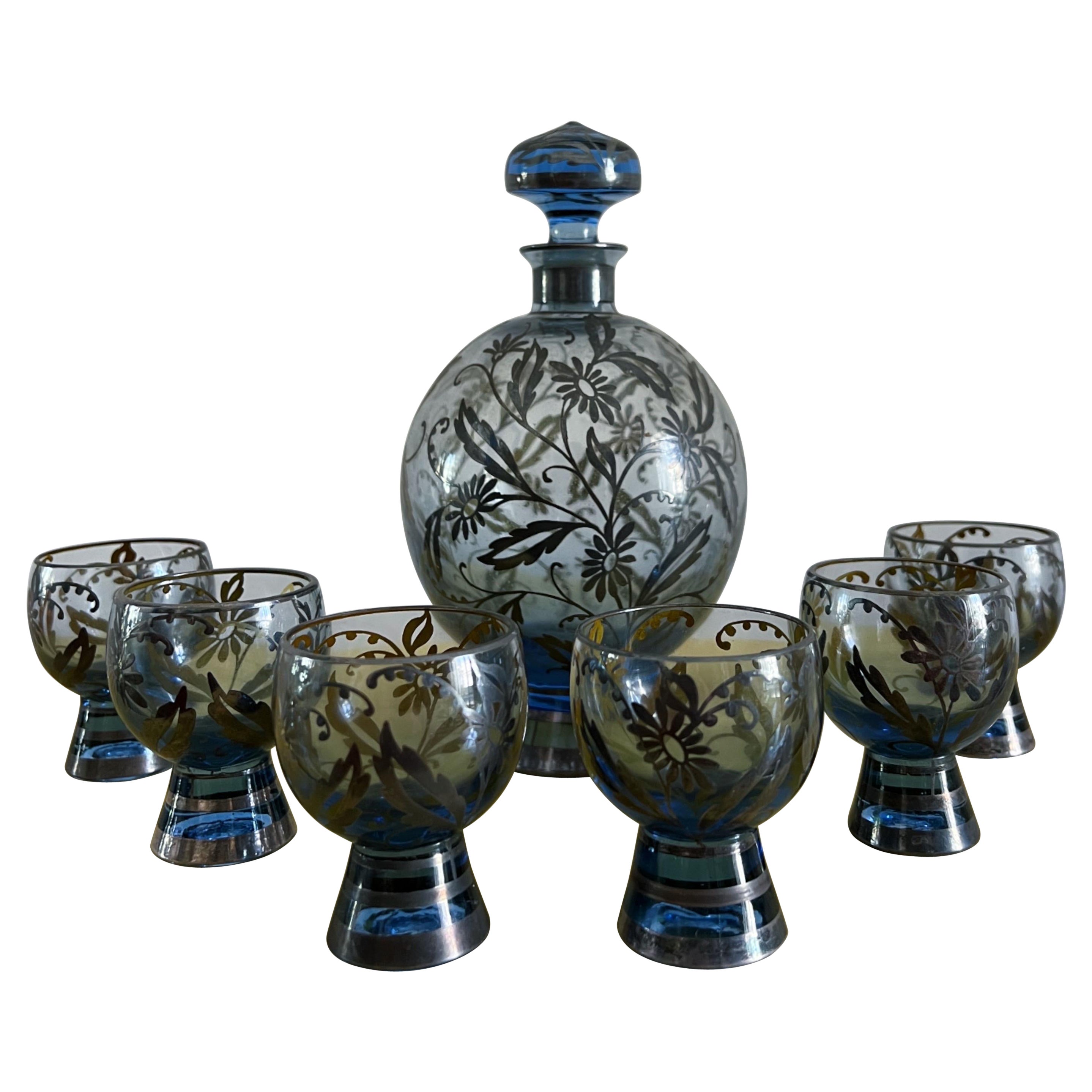 Venetian Art Glass drinking set with bottle, 1920s