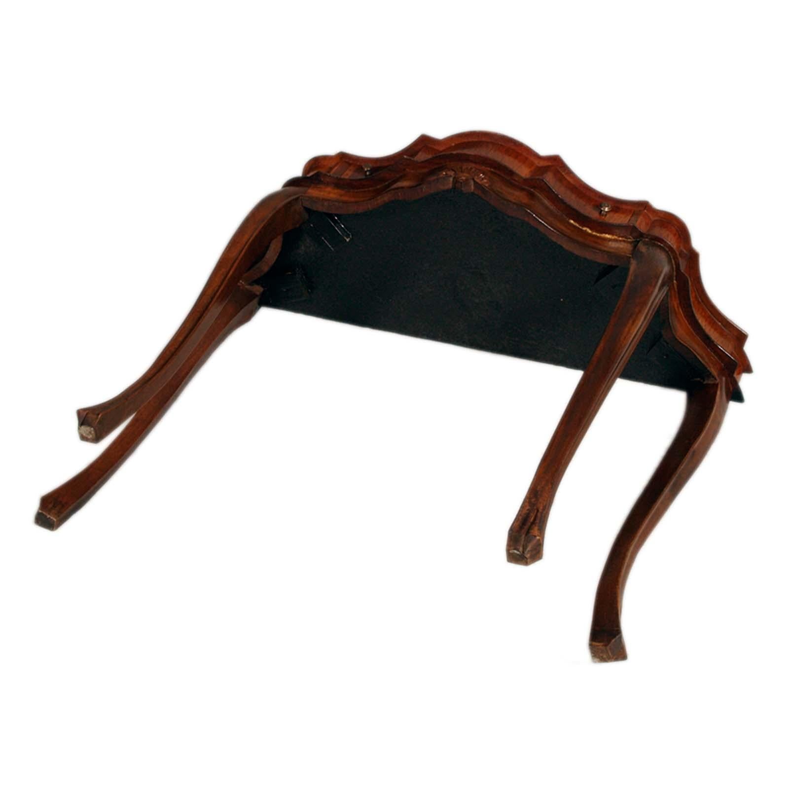 20th Century Venetian Baroque Console from Early 1900s, Carved and Inlaid Walnut Wax Polished For Sale