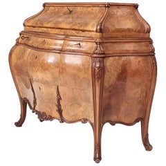 Vintage Venetian Baroque Wooden Dresser with Floral Inlaid Designs, Italy