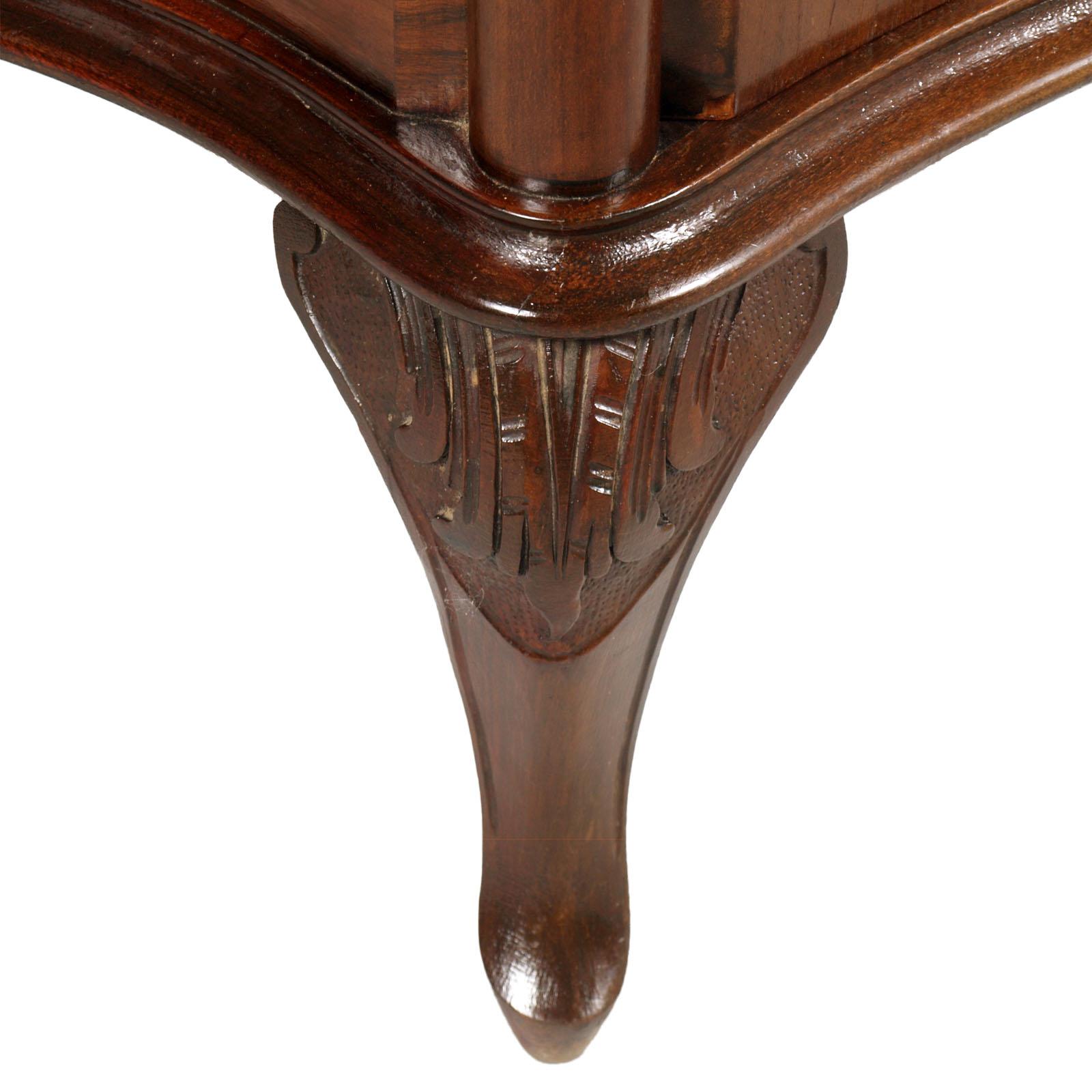 20th Century Venetian Baroque Nightstands, Hand Carved & Veneer Walnut, Restored Wax-Polished For Sale