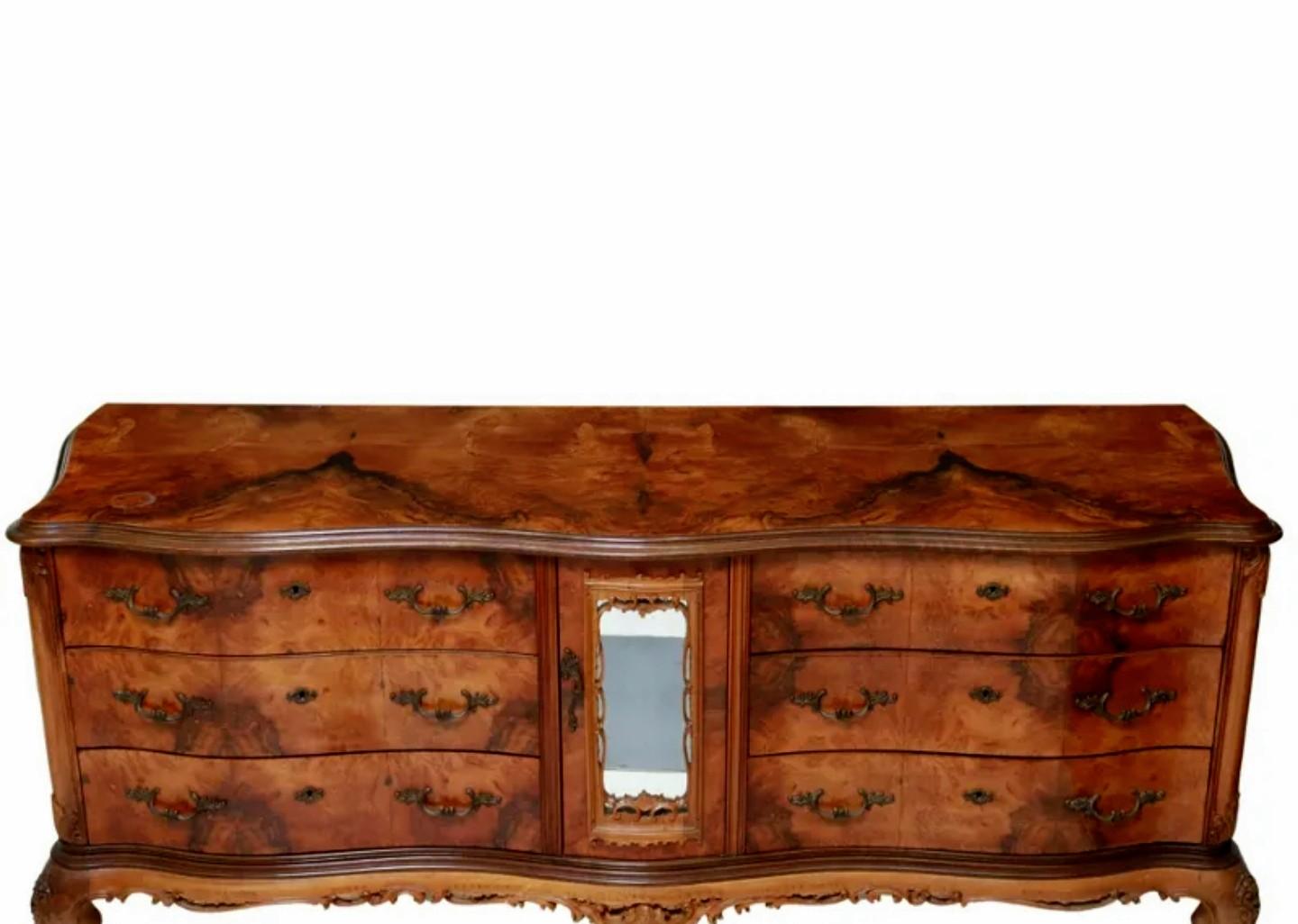 Italian Venetian Baroque Patchwork Burled Walnut Sideboard Buffet For Sale