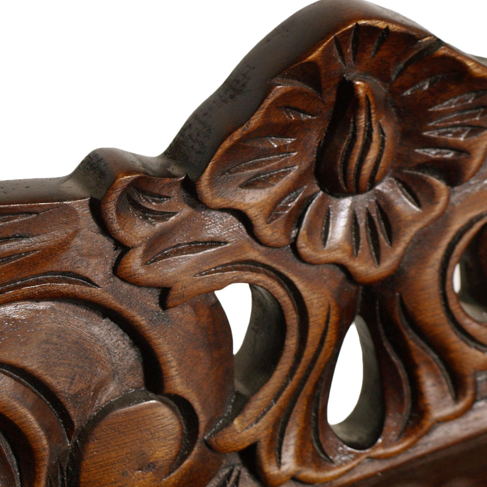 Early 20th Century Venetian Demilune Console, Hand Carved Solid Mahogany, Restored For Sale